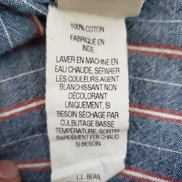 LL Bean Button Down Shirt Mens XL Blue Red Stripe Cotton Classic Light 52x31 - Picture 10 of 11